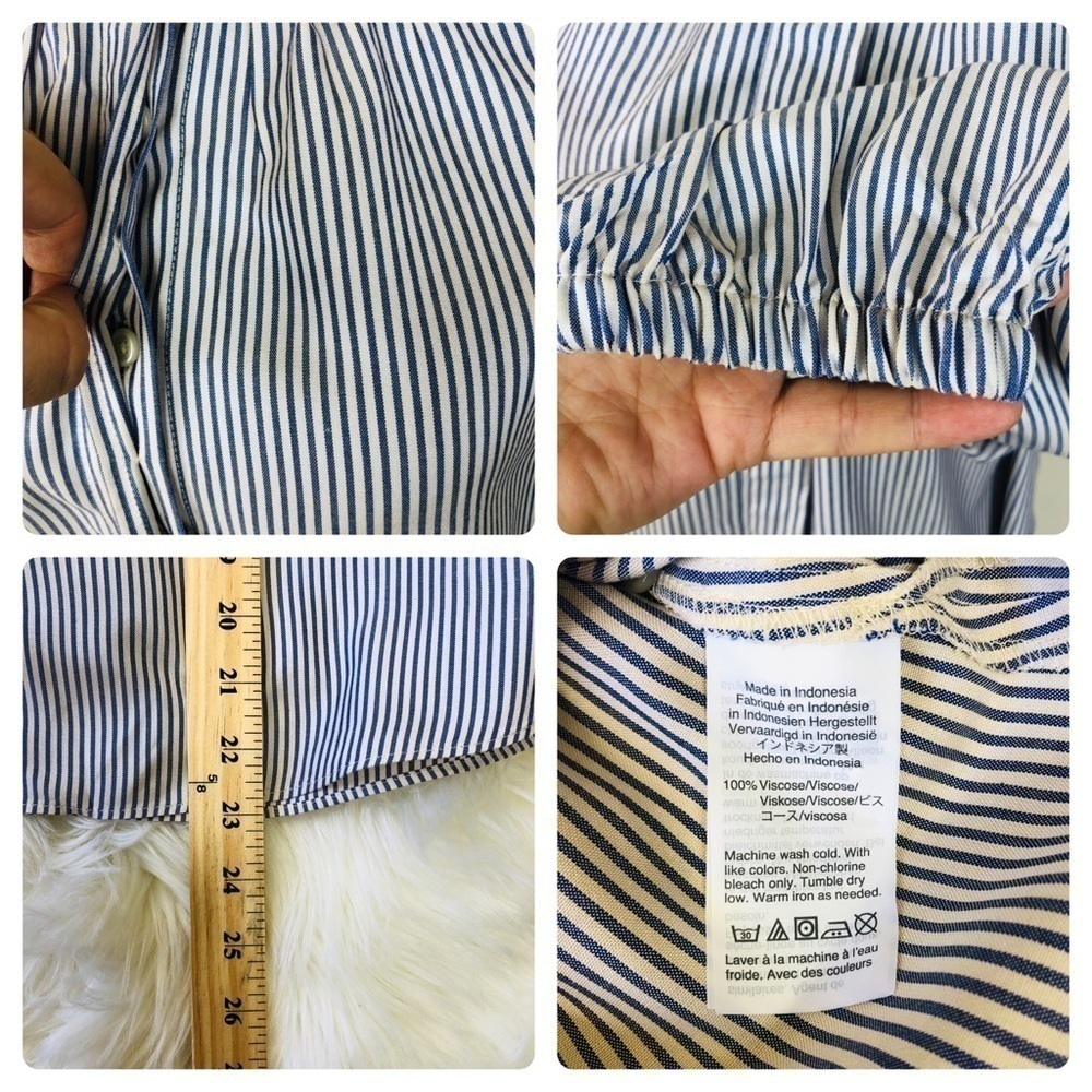 Madewell NWT Stripe Collarless Shirt XS - Picture 8 of 8